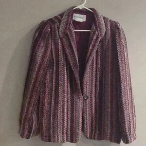 Vintage‎ Donnkenny single button multi color lined blazer women's 16